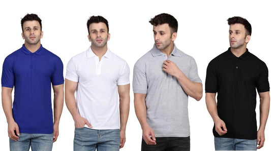 Pack of 4 Men's Polo Neck T-shirts with Half Sleeves